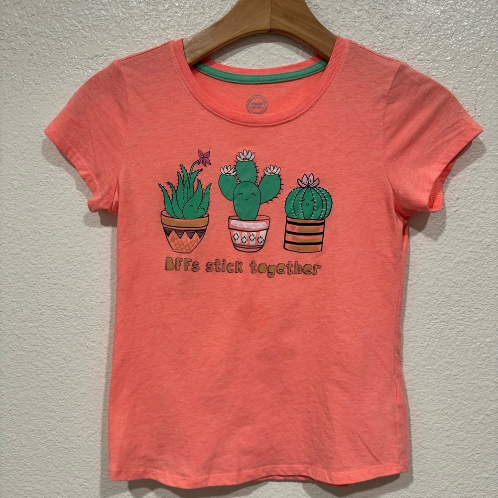 kids wonder nation orange cactus plants bffs stick together short sleeve t shirt